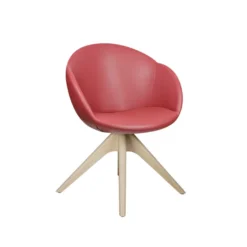 Fauteuil 4 pieds bois pivotant Evy - textile enduit grainé - unicolore