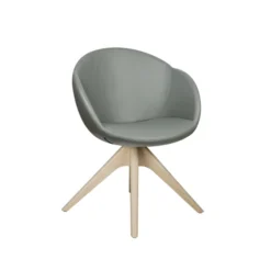 Fauteuil 4 pieds bois pivotant Evy - textile enduit grainé - unicolore