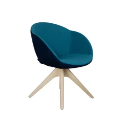 Fauteuil 4 pieds bois pivotant Evy - microfibre - bicolore