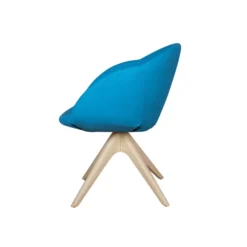Fauteuil 4 pieds bois pivotant Evy - textile enduit texturé - unicolore