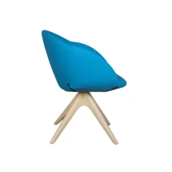 Fauteuil 4 pieds bois pivotant Evy - textile enduit texturé - unicolore