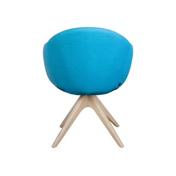 Fauteuil 4 pieds bois pivotant Evy - textile enduit texturé - unicolore