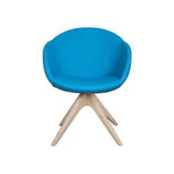 Fauteuil 4 pieds bois pivotant Evy - textile enduit texturé - unicolore
