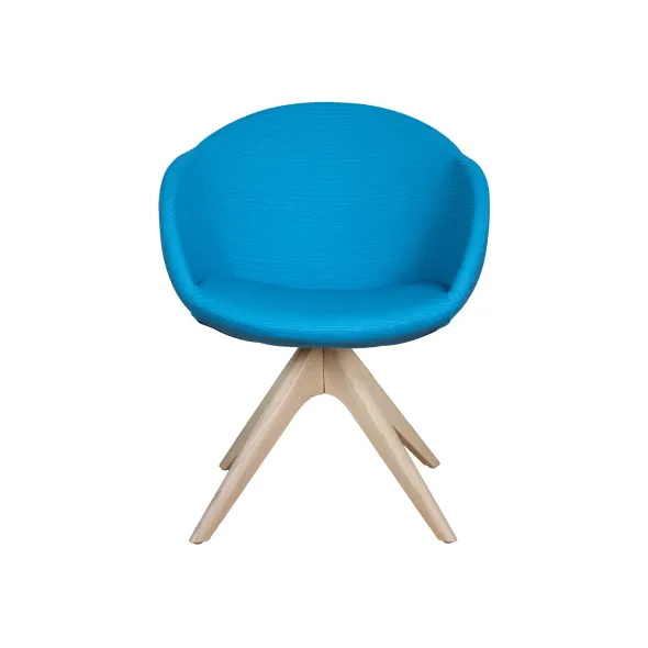 Fauteuil 4 pieds bois pivotant Evy - textile enduit texturé - unicolore