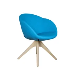 Fauteuil 4 pieds bois pivotant Evy - textile enduit texturé - unicolore