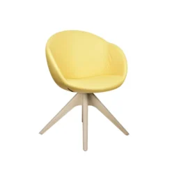 Fauteuil 4 pieds bois pivotant Evy - cuir - unicolore