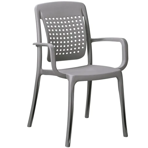 Fauteuil 4 pieds Factory - monobloc polypropylène - assise et dossier séparés - empilable - lot de 6
