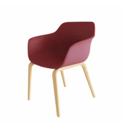 Fauteuil 4 pieds Fina club - coque textile enduit - 4 pieds bois