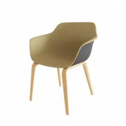 Fauteuil 4 pieds Fina club - coque textile enduit - 4 pieds bois