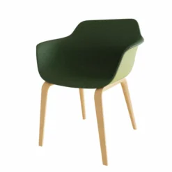 Fauteuil 4 pieds Fina club - coque textile enduit - 4 pieds bois