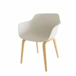 Fauteuil 4 pieds Fina club - coque plastique - 4 pieds bois