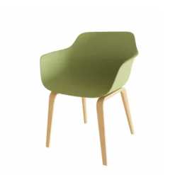 Fauteuil 4 pieds Fina club - coque plastique - 4 pieds bois