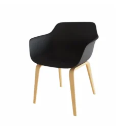 Fauteuil 4 pieds Fina club - coque plastique - 4 pieds bois