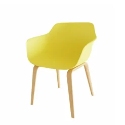 Fauteuil 4 pieds Fina club - coque plastique - 4 pieds bois
