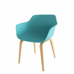 Fauteuil 4 pieds Fina club - coque plastique - 4 pieds bois