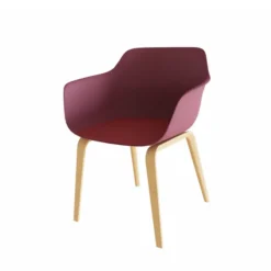 Fauteuil 4 pieds Fina club - coque tissu - 4 pieds bois