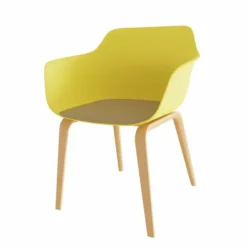 Fauteuil 4 pieds Fina club - coque tissu - 4 pieds bois