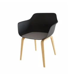Fauteuil 4 pieds Fina club - coque tissu - 4 pieds bois