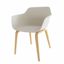 Fauteuil 4 pieds Fina club - coque tissu - 4 pieds bois