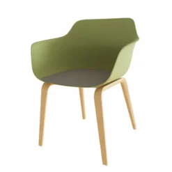 Fauteuil 4 pieds Fina club - coque tissu - 4 pieds bois