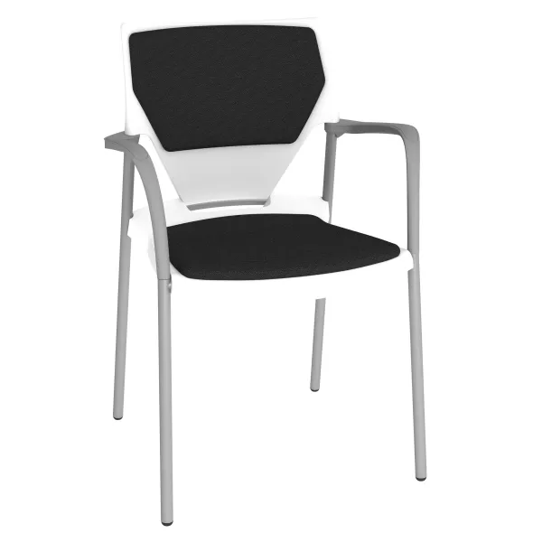 Fauteuil 4 pieds Ioko - polypropylène - placet assise et dossier tissu - piétement époxy - empilable et accrochable