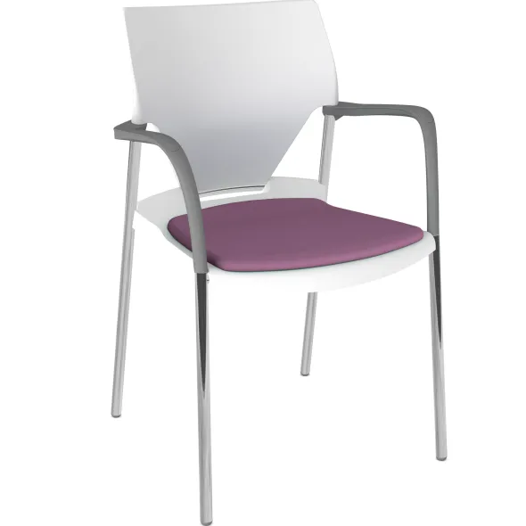 Fauteuil 4 pieds Ioko - polypropylène - placet d'assise textile enduit - piétement chrome - empilable