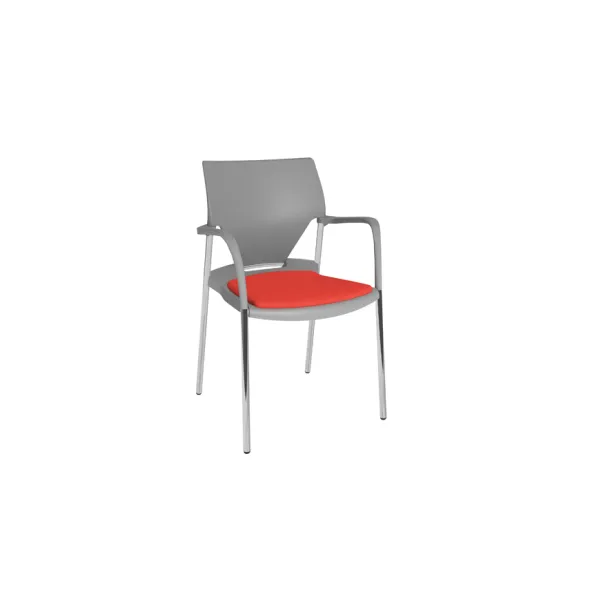 Fauteuil 4 pieds Ioko - polypropylène - placet d'assise textile enduit - piétement chrome - empilable