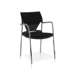 Fauteuil 4 pieds Ioko - polypropylène - placet assise et dossier tissu - piétement chrome - empilable et accrochable