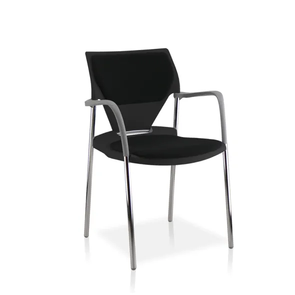 Fauteuil 4 pieds Ioko - polypropylène - placet assise et dossier tissu - piétement chrome - empilable et accrochable
