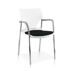 Fauteuil 4 pieds Ioko - polypropylène - placet d'assise tissu - piétement chrome - empilable et accrochable