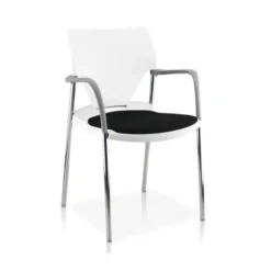 Fauteuil 4 pieds Ioko - polypropylène - placet d'assise tissu - piétement chrome - empilable et accrochable