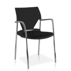 Fauteuil 4 pieds Ioko - polypropylène - placet d'assise tissu - piétement chrome - empilable et accrochable