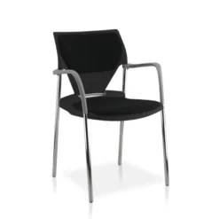 Fauteuil 4 pieds Ioko - polypropylène - placet d'assise et de dossier tissu - piétement chrome - empilable
