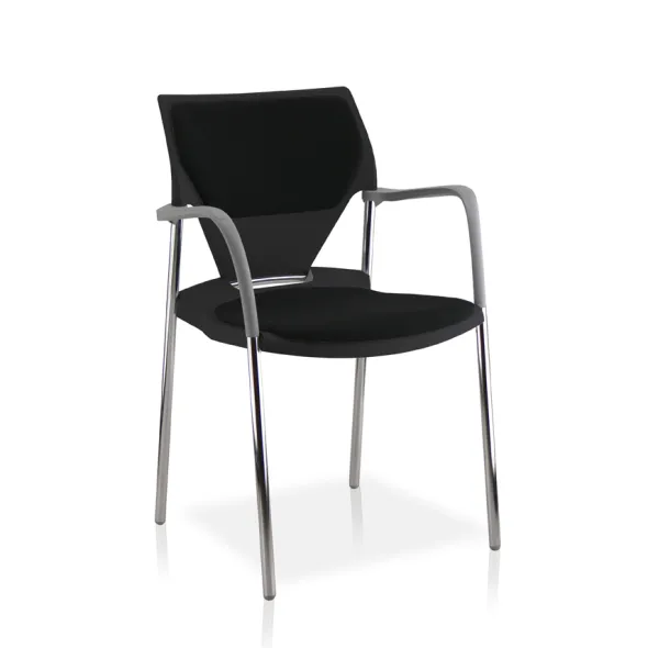 Fauteuil 4 pieds Ioko - polypropylène - placet d'assise et de dossier tissu - piétement chrome - empilable