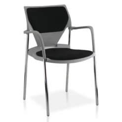 Fauteuil 4 pieds Ioko - polypropylène - placet d'assise et de dossier tissu - piétement chrome - empilable