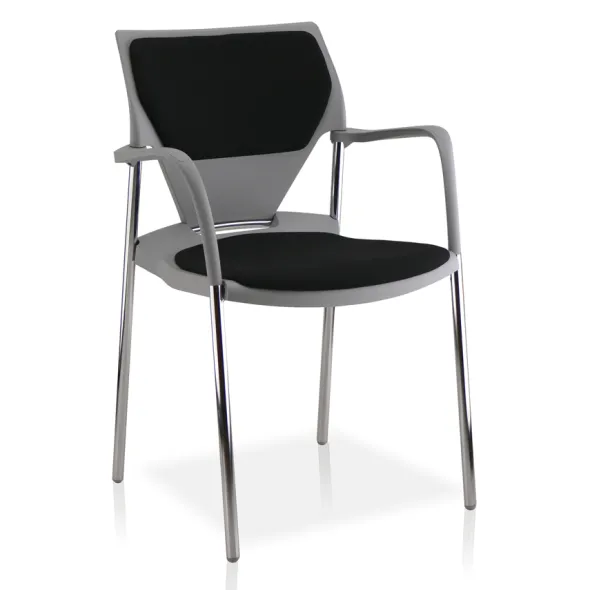 Fauteuil 4 pieds Ioko - polypropylène - placet d'assise et de dossier tissu - piétement chrome - empilable