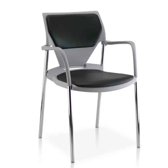 Fauteuil 4 pieds Ioko - polypropylène - placet d'assise et de dossier textile enduit - piétement chrome - empilable