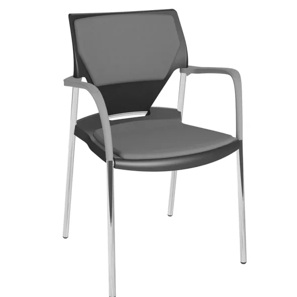 Fauteuil 4 pieds Ioko - polypropylène - placet d'assise et de dossier textile enduit - piétement chrome - empilable