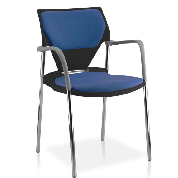Fauteuil 4 pieds Ioko - polypropylène - placet d'assise et de dossier textile enduit - piétement chrome - empilable