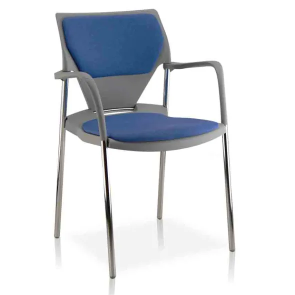 Fauteuil 4 pieds Ioko - polypropylène - placet d'assise et de dossier textile enduit - piétement chrome - empilable