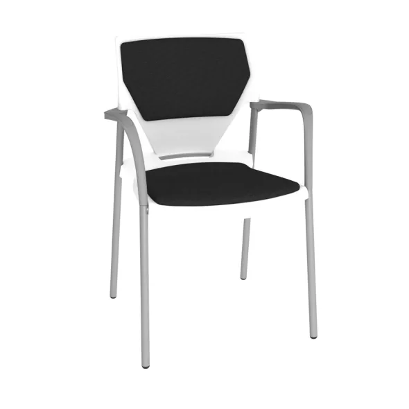 Fauteuil 4 pieds Ioko - polypropylène - placet d'assise et de dossier tissu - piétement époxy - empilable