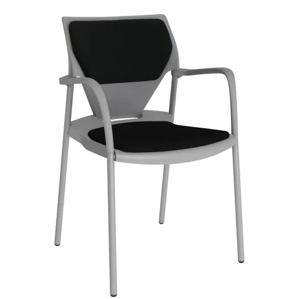 Fauteuil 4 pieds Ioko - polypropylène - placet d'assise et de dossier tissu - piétement époxy - empilable