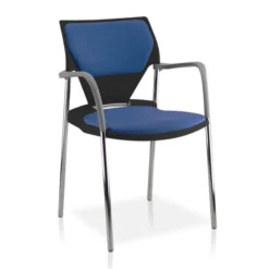 Fauteuil 4 pieds Ioko - polypropylène - placet assise et dossier textile enduit - piét. chrome empilable accrochable