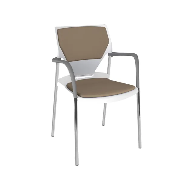 Fauteuil 4 pieds Ioko - polypropylène - placet assise et dossier textile enduit - piét. chrome empilable accrochable