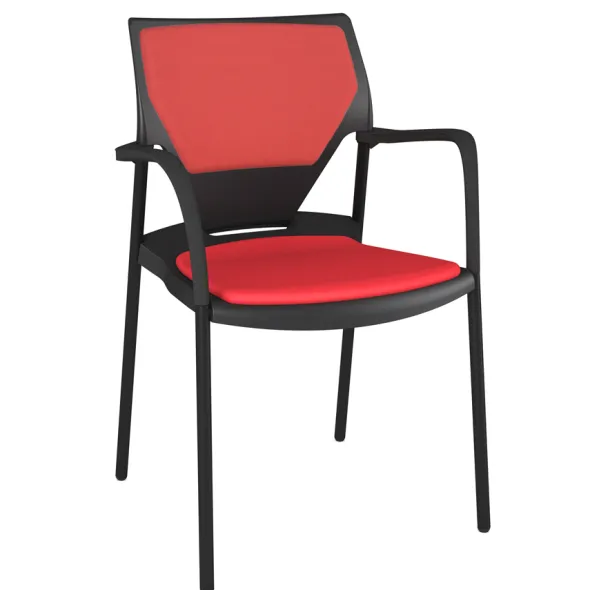 Fauteuil 4 pieds Ioko - polypropylène - placet assise et dossier textile enduit - piét. époxy - empilable accrochable