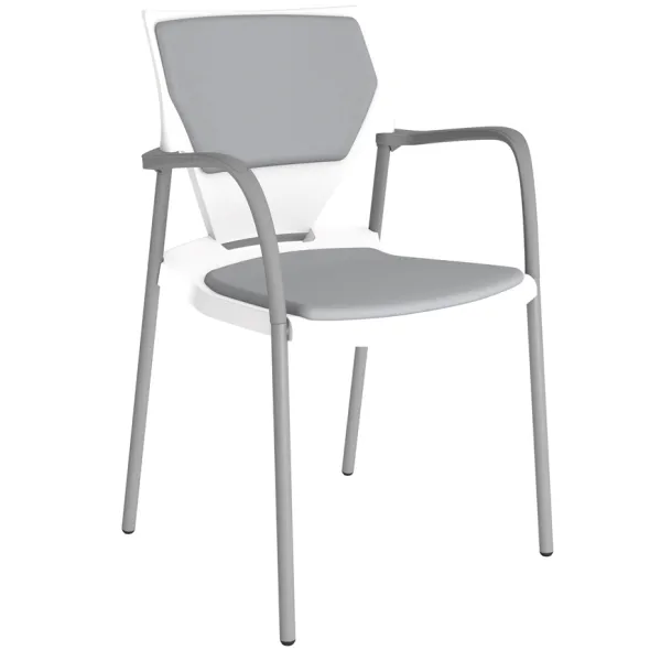 Fauteuil 4 pieds Ioko - polypropylène - placet assise et dossier textile enduit - piét. époxy - empilable accrochable