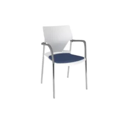 Fauteuil 4 pieds Ioko - polypropylène - placet d'assise textile enduit - piétement chrome - empilable et accrochable