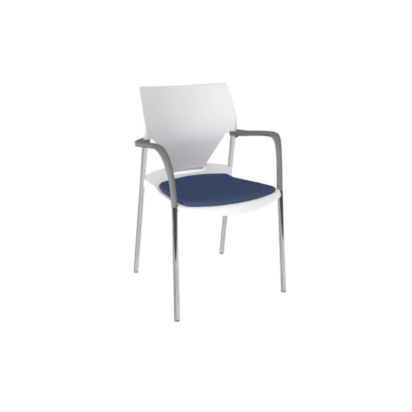 Fauteuil 4 pieds Ioko - polypropylène - placet d'assise textile enduit - piétement chrome - empilable et accrochable
