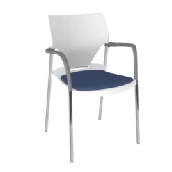 Fauteuil 4 pieds Ioko - polypropylène - placet d'assise textile enduit - piétement chrome - empilable et accrochable