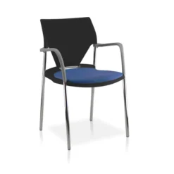 Fauteuil 4 pieds Ioko - polypropylène - placet d'assise textile enduit - piétement chrome - empilable et accrochable